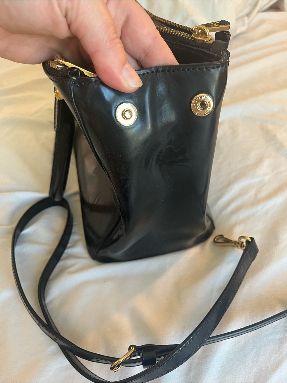 Ralph Lauren Black Embossed Leather Double-Handle Satchel - Picture 8 of 12